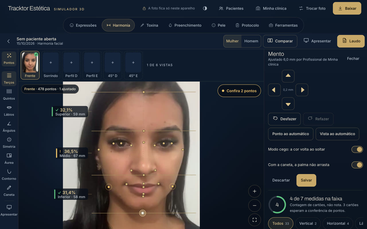 Harmonia Facial com marcação de pontos